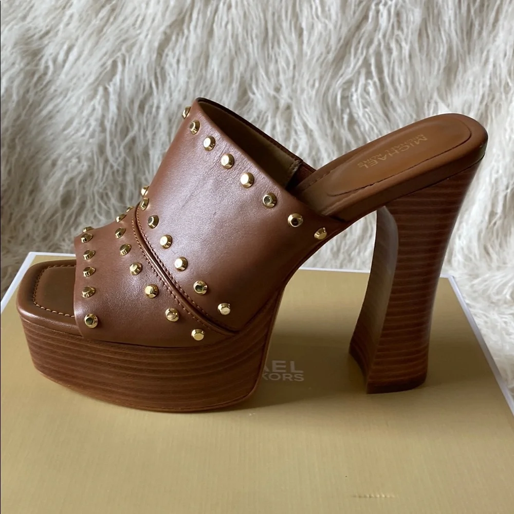 🔥 NWT 🔥 Michael Kors Jagger Platform Mule, Luggage, Size 9 - Picture 11 of 14